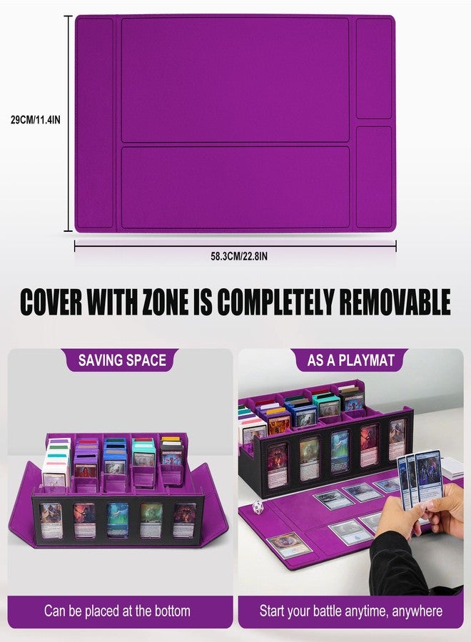 Kabinka Trading Card Storage Box with Commander Display , 5-Row Deck Case with Removable Lid; 3900+ Card Deck Box for MTG TCG Sports Card, 5 Top Loaders, 5 Stoppers, 48 Dividers,1 Dice Tray (Black Purple) - Image 5